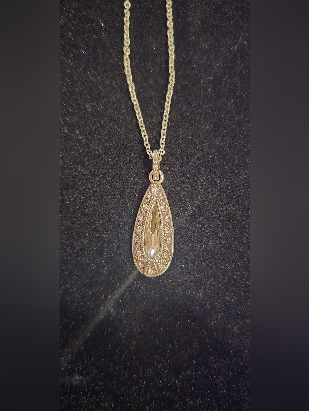 Brighton Silver Teardrop Crystal Pendant Necklace